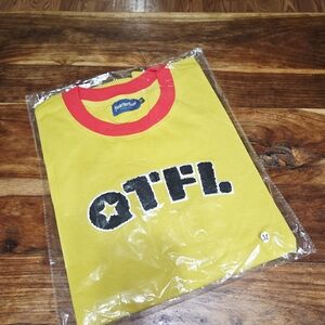 QTFL Men's Yellow T-Shirt with Red Collar
